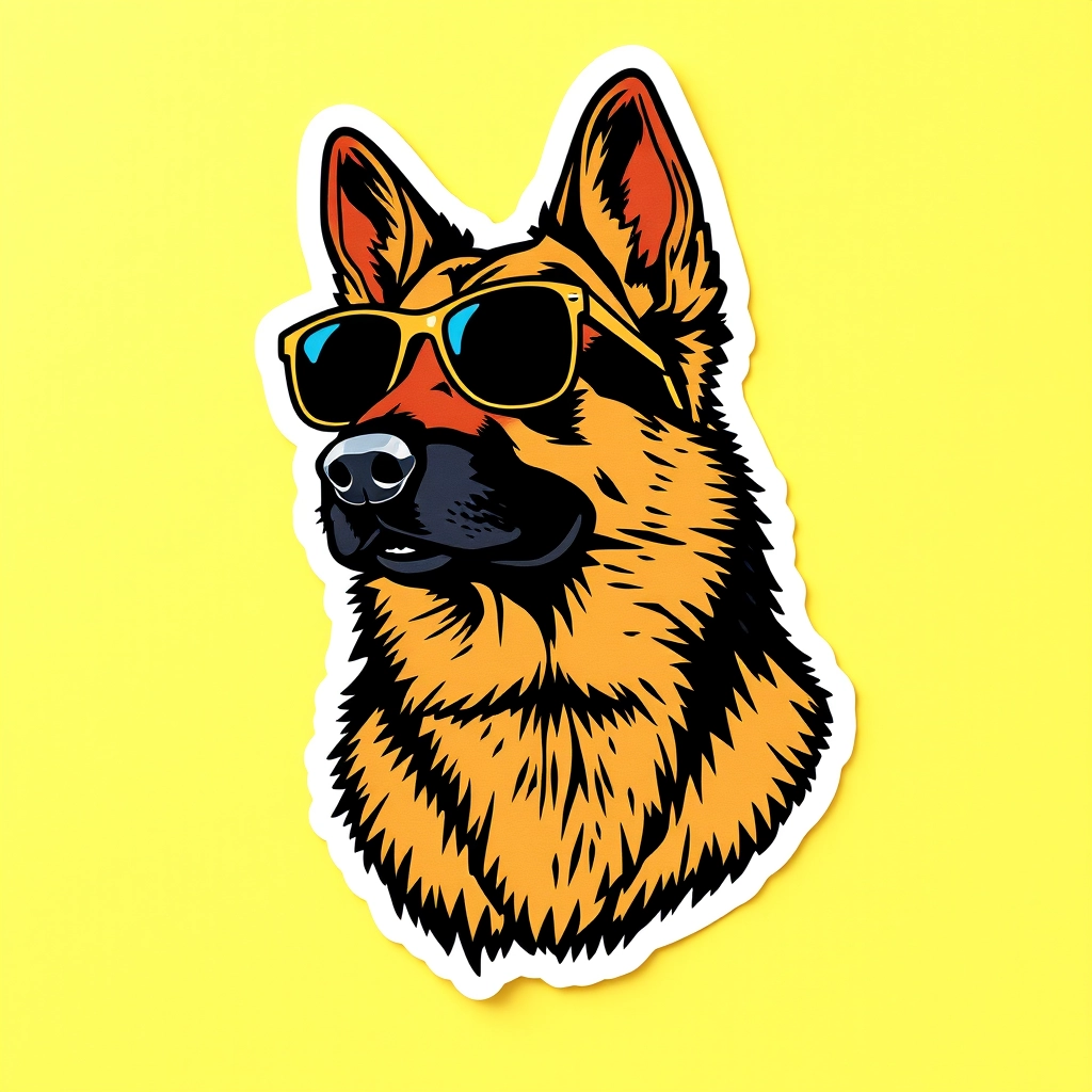 German Shepard Wearing Sunglasses Sticker